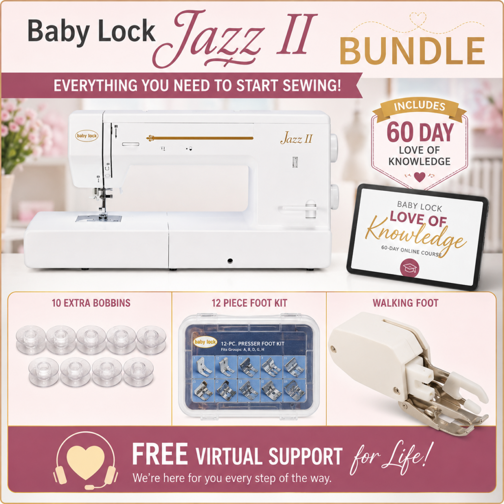 Baby Lock Jazz II sewing machine and quilting machine bonus bundle with purchase