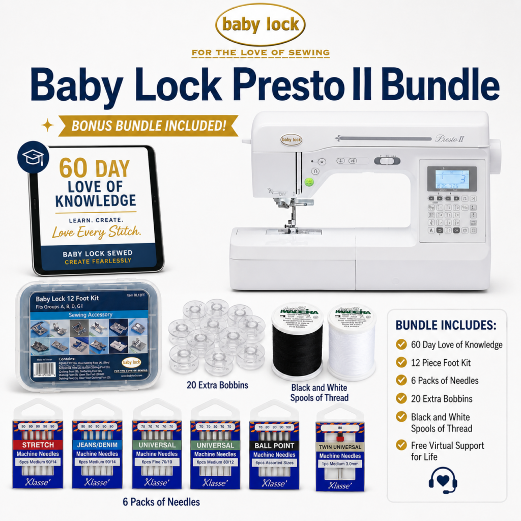 Baby Lock Presto II sewing machine bonus bundle