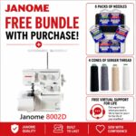 Janome 8002D serger machine bonus bundle