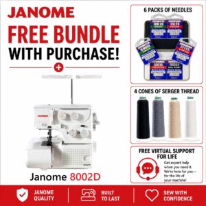Janome 8002D serger machine bonus bundle