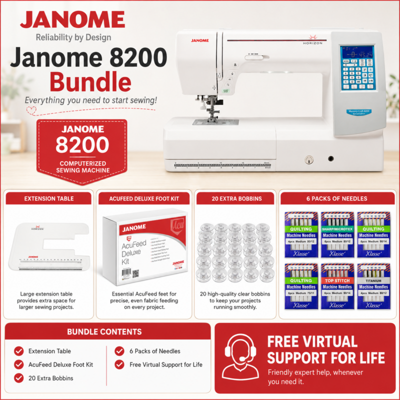 Janome 8200 bonus bundle Janome 8200 sewing machine quilting machine bonus bundle