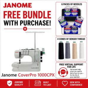 Janome CoverPro 1000CPX serger machine bonus bundle