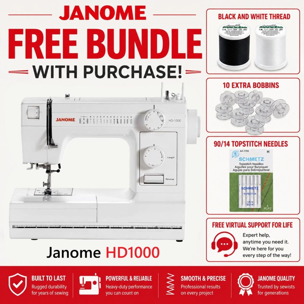 Janome HD1000 sewing machine bonus bundle