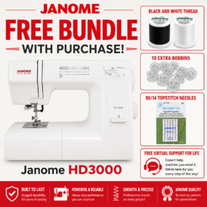 Janome HD3000 sewing machine bonus bundle
