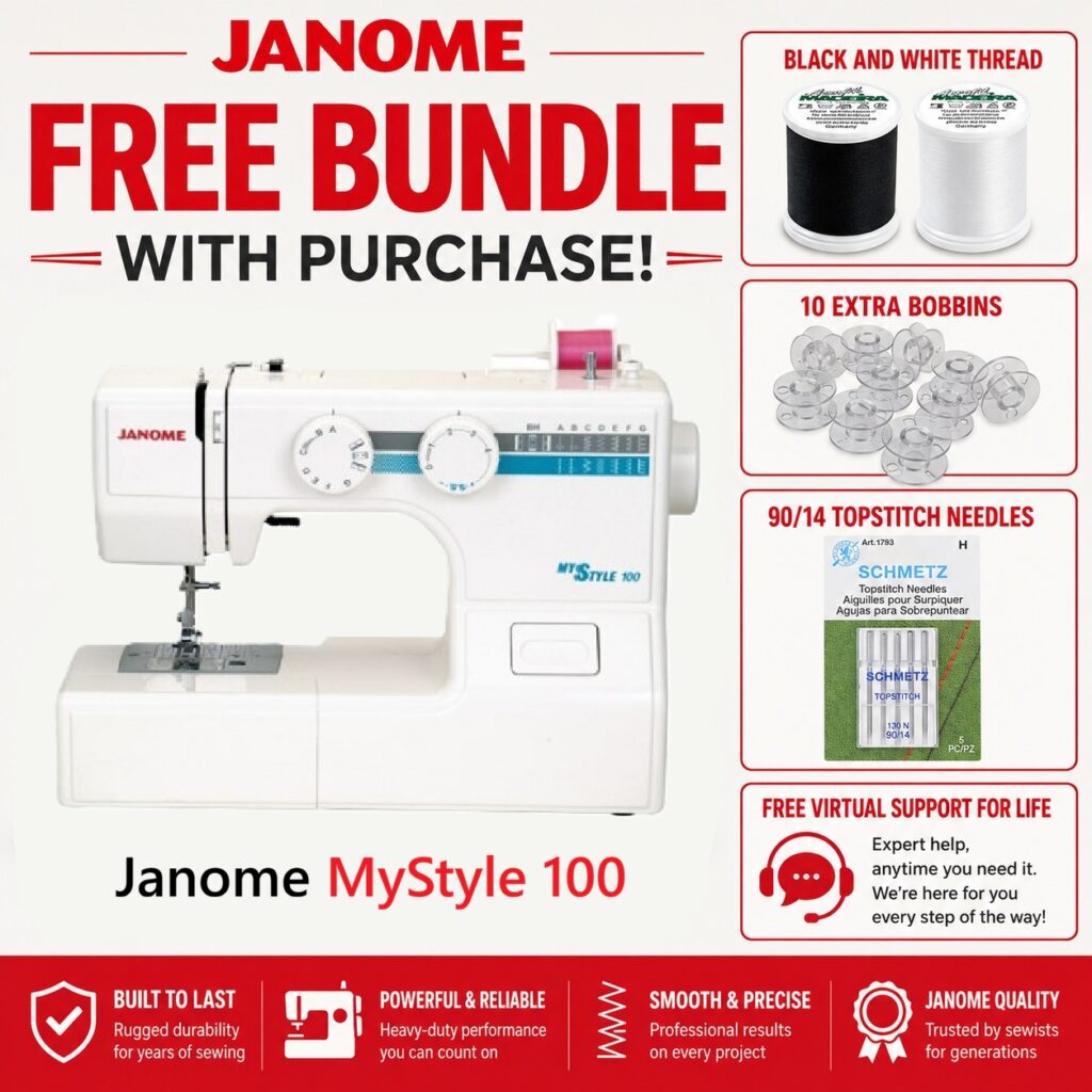 Janome MyStyle 100 sewing machine bonus bundle