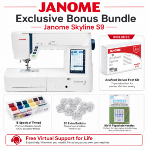 Janome Skyline S9 sewing machine bonus bundle