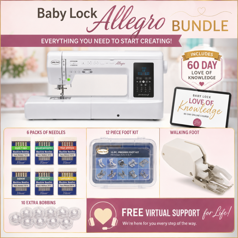 Baby Lock Allegro sewing and quilting machine bundle for Allegra.