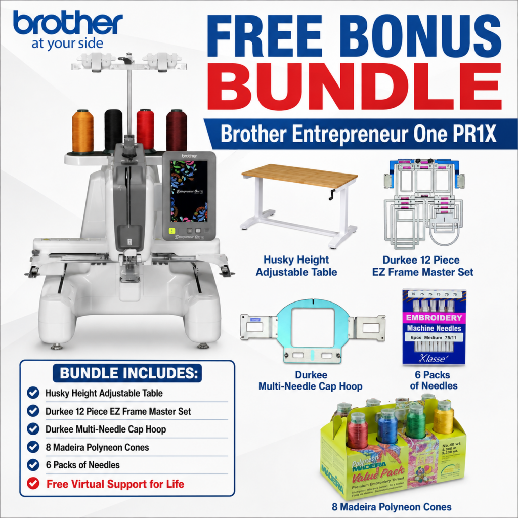 Brother Entrepreneur One PR1X embroidery machine bonus bundle