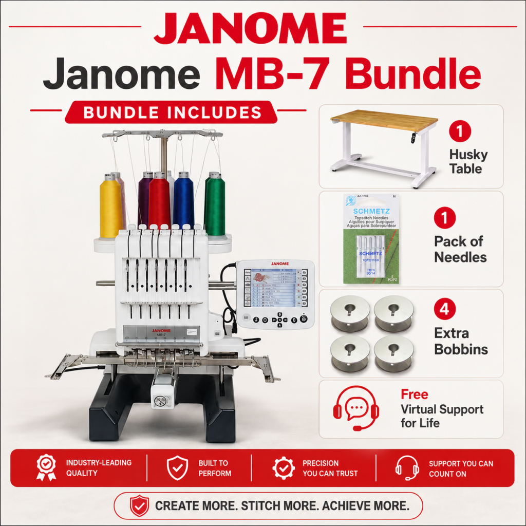 Janome MB-7 commercial embroidery machine bonus bundle