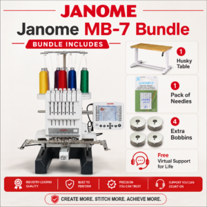 Janome MB-7 commercial embroidery machine bonus bundle