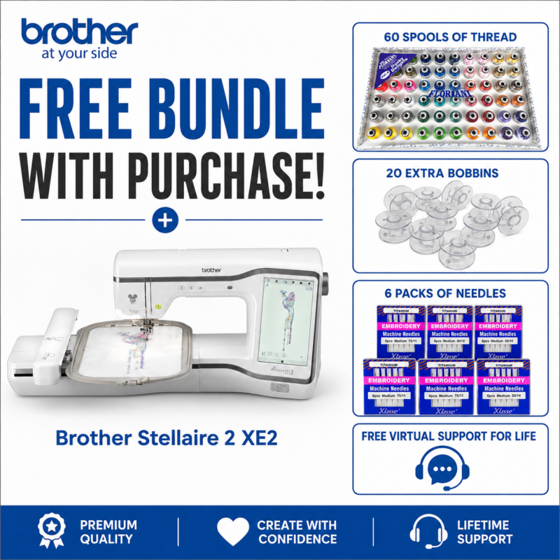 Brother Stellaire 2 XE2 embroidery machine bonus bundle