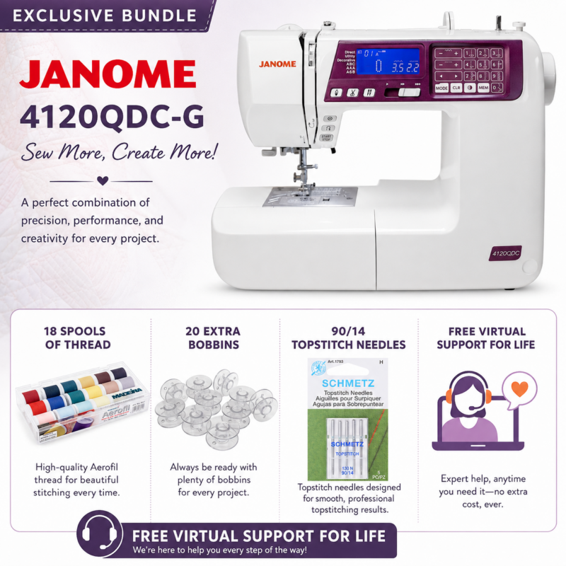 Janome 4120QDC-G sewing machine bonus bundle