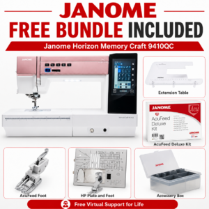 Janome Horizon Memory Craft 9410QC sewing machine bonus bundle