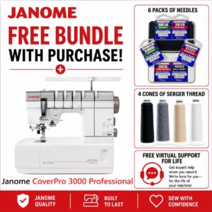 Janome CoverPro 3000 Professional serger machine bonus bundle