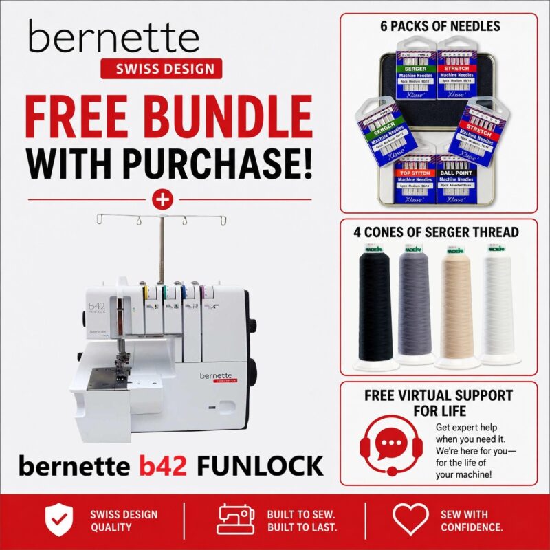 bernette 42 FUNLOCK serger machine bonus bundle