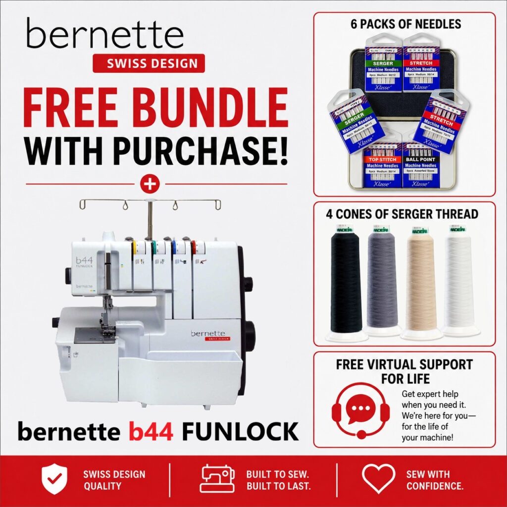 bernette 44 FUNLOCK serger machine bonus bundle
