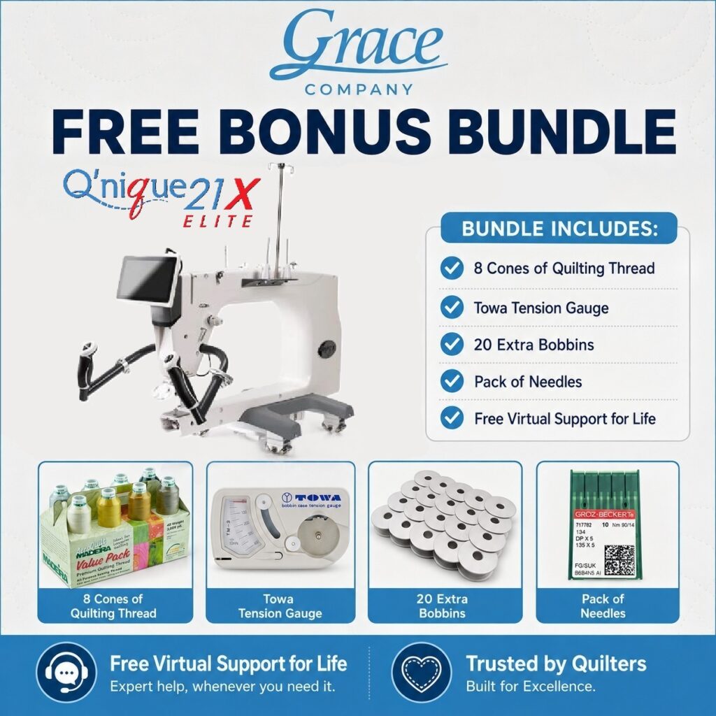 Grace Company Q'nique 21X Elite longarm bonus bundle