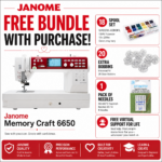 Janome Memory Craft 6650 sewing machine bonus bundle