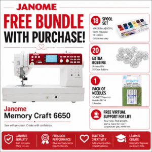 Janome Memory Craft 6650 sewing machine bonus bundle
