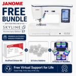 Janome Skyline S7 Anniversary Edition sewing machine bonus bundle