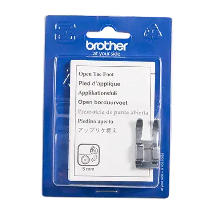 Brother 5mm Open Toe Foot for effortless stitch control on fabric edges