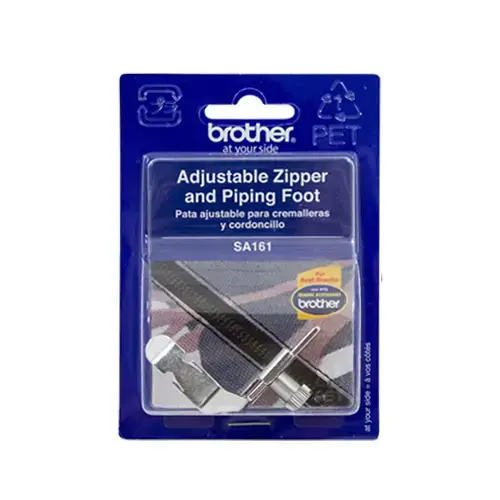 Brother Adjustable Zipper and Piping Foot for perfect alignment of zippers and piping