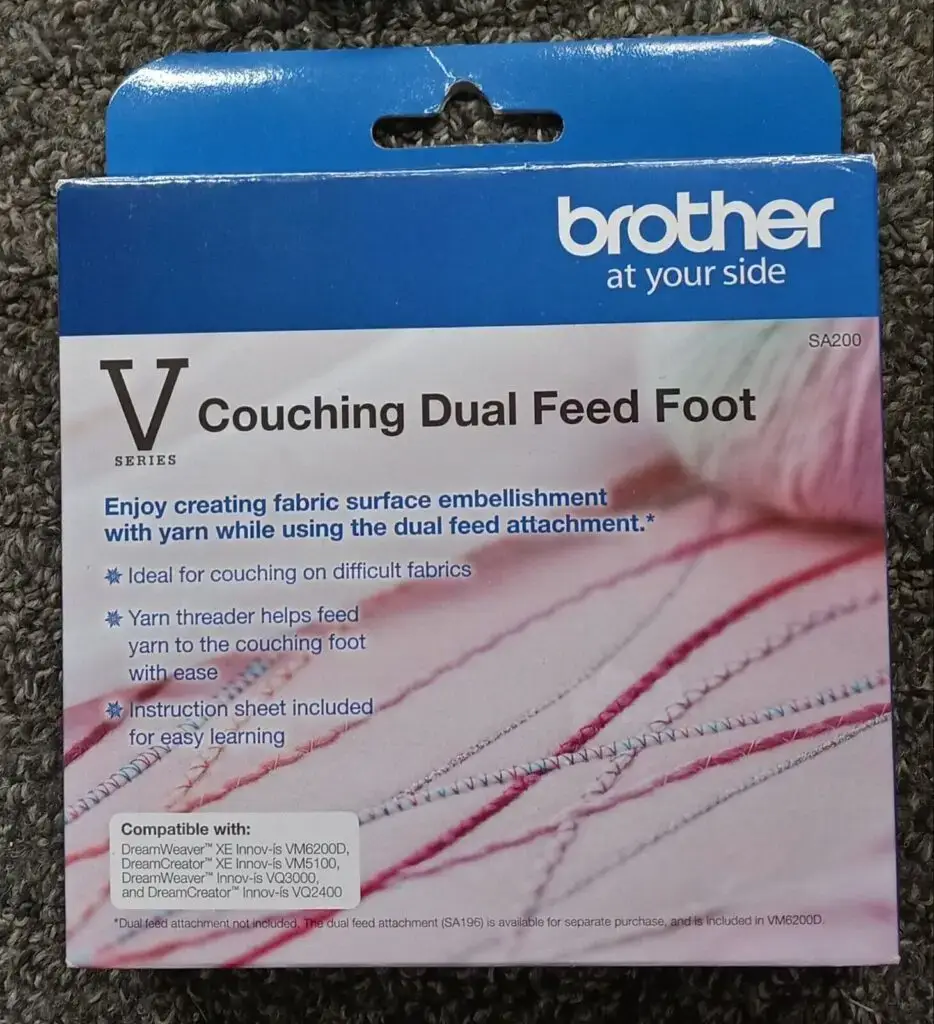 Brother Couching Dual Feed Foot for V series machines for controlled stitching with dual feed
