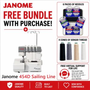 Janome 454D Sailing Line serger machine bundle