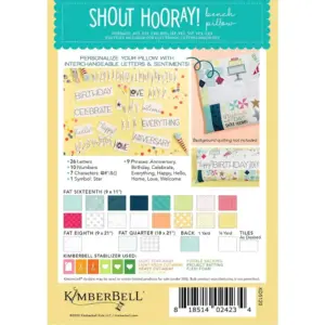 Kimberbell Shout Hooray Bench Pillow pattern project for sewing machine