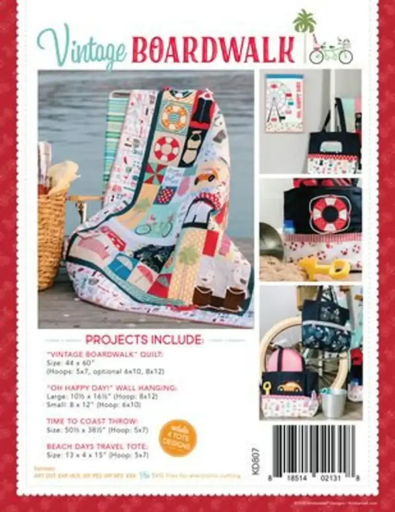 Kimberbell Vintage Boardwalk embroidery pattern for machine embroidery projects