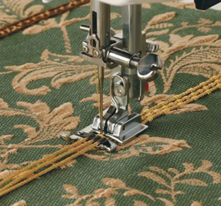 Janome 3-Way Cording Foot 9mm for easy stitch placement for multiple cord designs