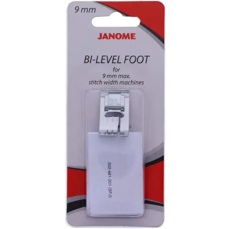 Janome Bi-Level Foot 9mm for creating even stitches on challenging fabric layers