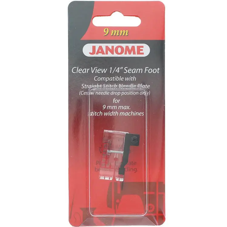 Janome Clear View ¼” Seam Foot 9mm for making clean and consistent seam lines every time