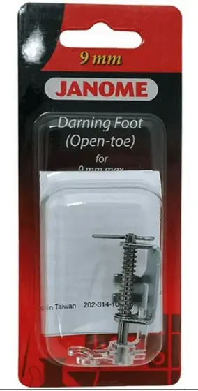 Janome Darning Foot Open Toe 9mm for smooth and easy stitch creation with precision