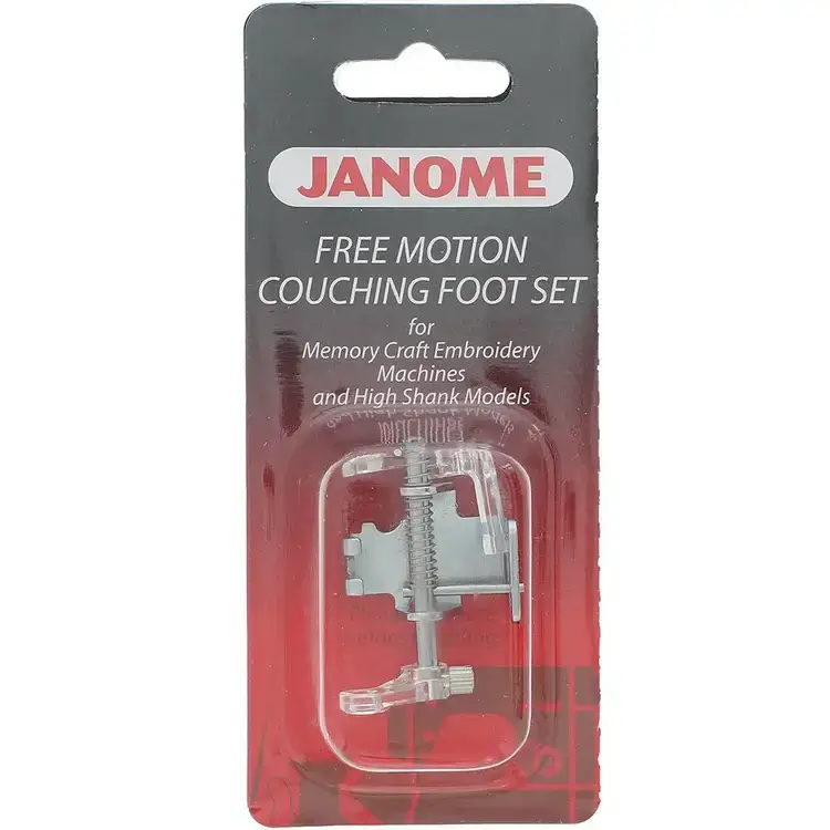 Janome Free Motion Couching Foot HS for making precise embroidery stitches with decorative threads