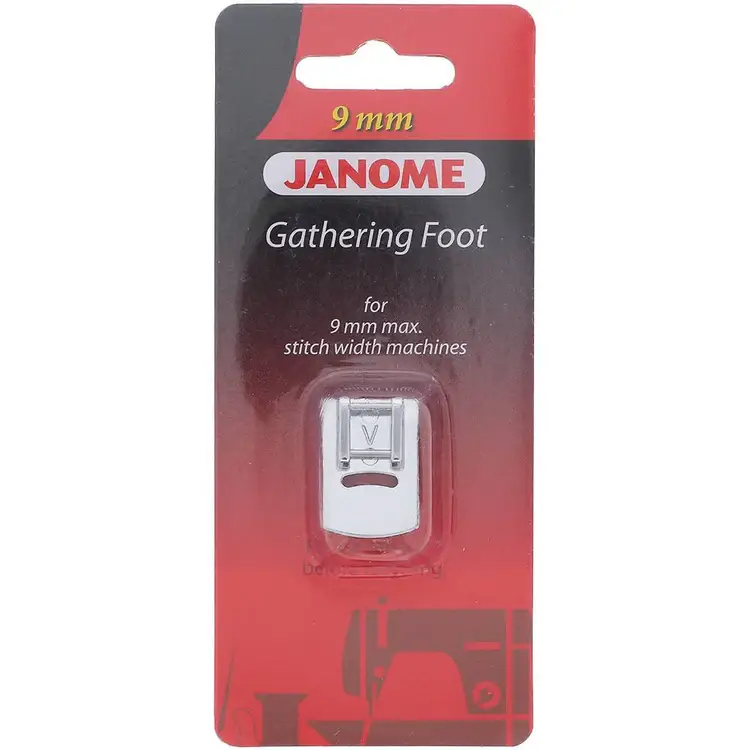 Janome Gathering Foot 9mm for controlled fabric gathering for quilt and garment finishes