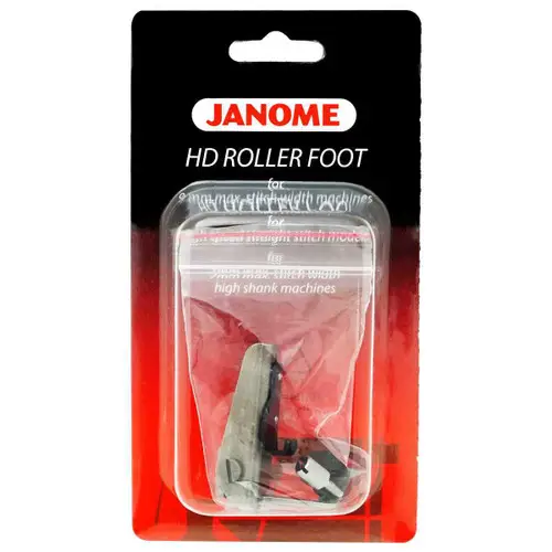 Janome HD Roller Foot for controlling fabric movement when sewing heavy fabrics