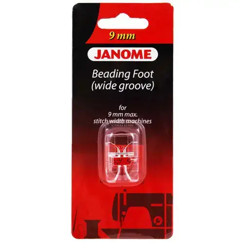 Janome Wide Beading Foot 9mm for creating beautiful bead borders for garments