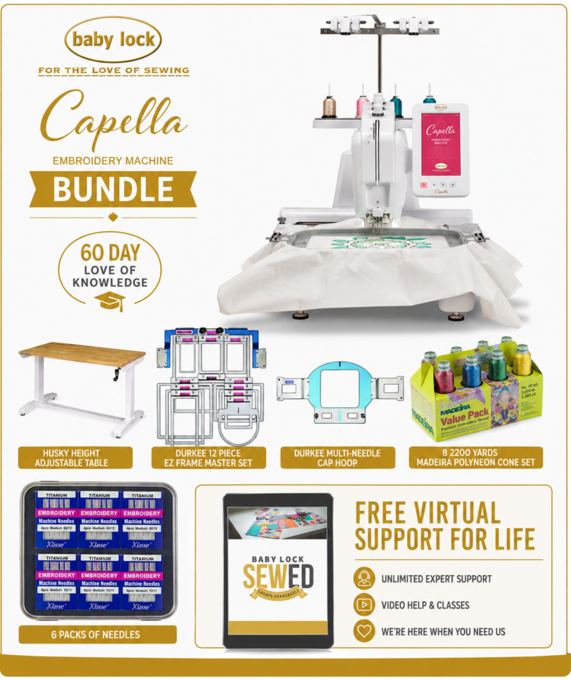 Baby Lock Capella embroidery machine bonus bundle