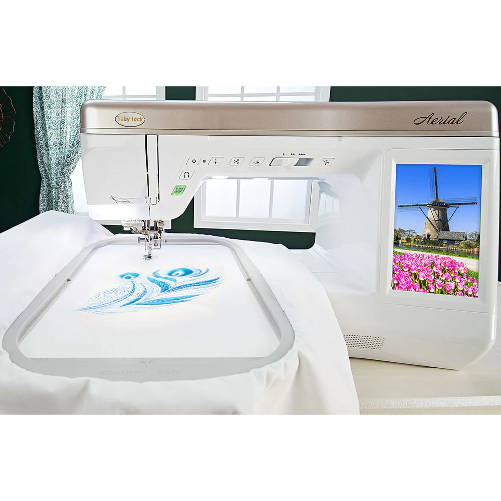 baby lock aerial sewing and embroidery machine comes with automatic fabric sensors