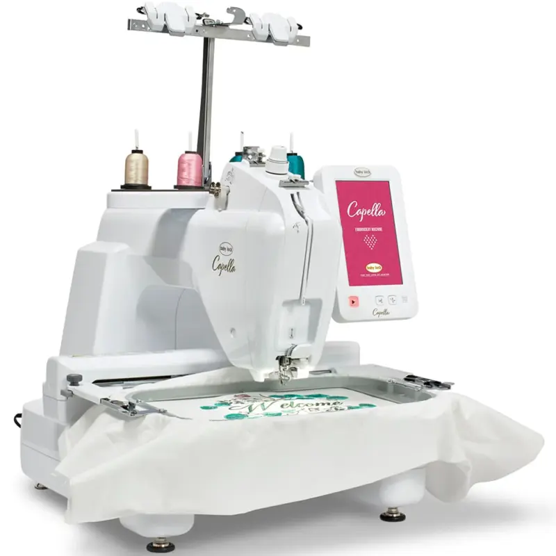 baby lock capella single needle embroidery machine creates vibrant high detail embroidery
