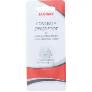 janome concealed zipper foot front loading snap-on easy to attach and remove