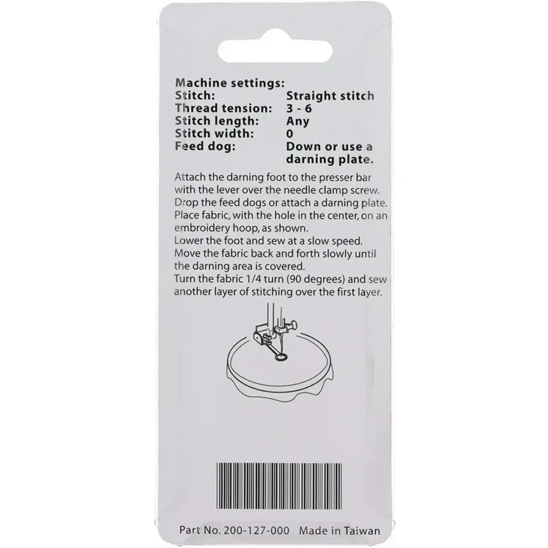 janome darning foot front loading offers excellent visibility while stitching detailed areas