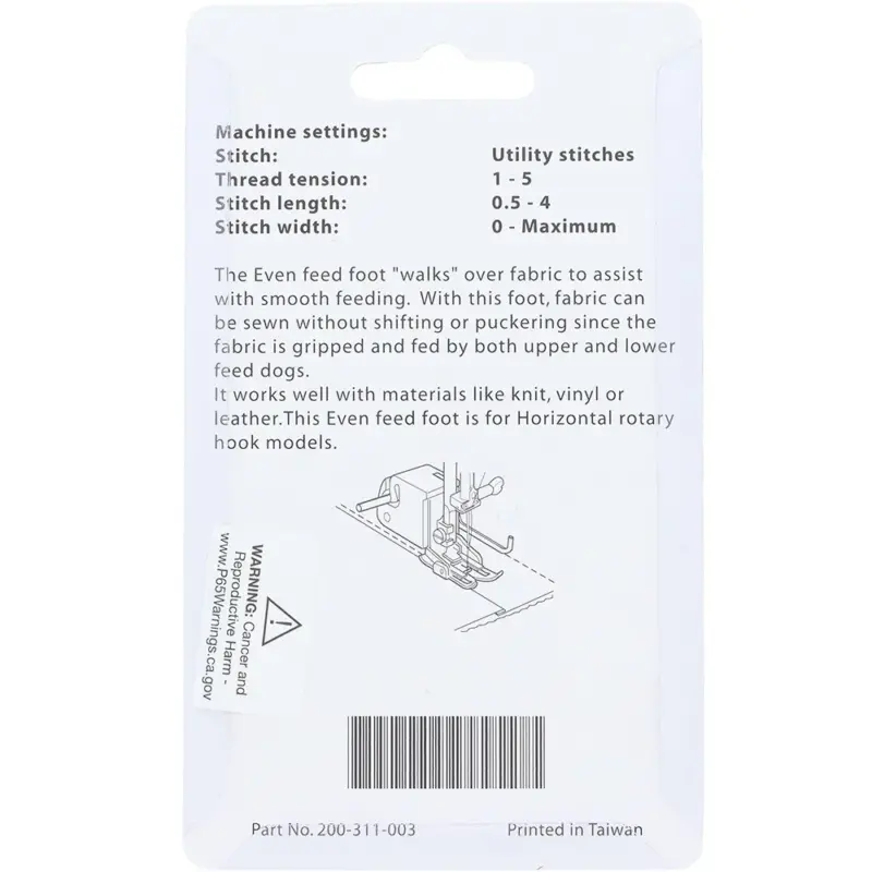 even feed foot gives consistent stitch quality on thick sewing projects