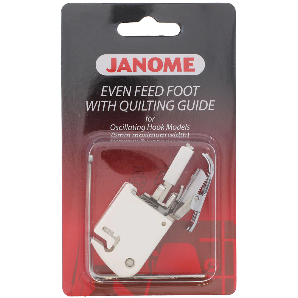 janome even feed foot front loading offers better control on tricky fabrics