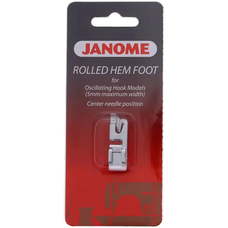 janome rolled hem foot front loading forms tiny hems in one smooth step