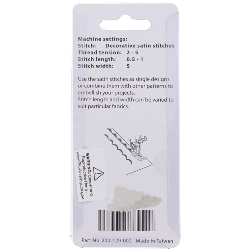 janome satin stitch foot front load perfect for dense decorative stitching janome satin stitch foot front load keeps stitches even and professional looking