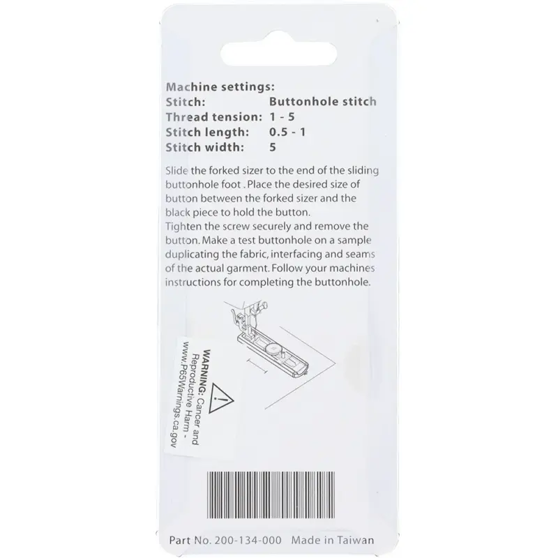 janome sliding buttonhole foot with sizer front loading compatible with janome models