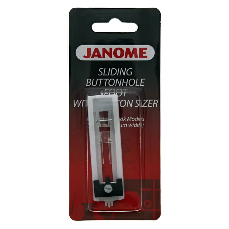 janome sliding buttonhole foot with sizer front loading ensures even stitch results