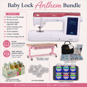Baby Lock Anthem sewing machine, quilting machines bonus bundle offer for sale near me.